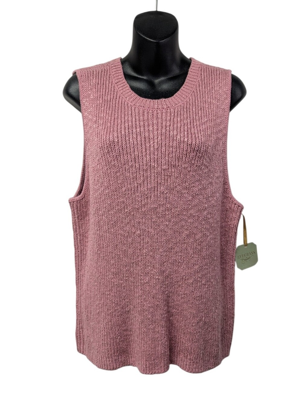 RYEGRASS Womens Pink Ribbed Knit Crew Neck Sleeveless Sweater Vest Sz 2XL NWT